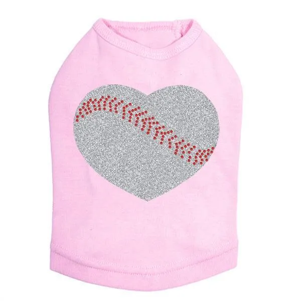 Baseball Heart Rhinestone Dog Tank
