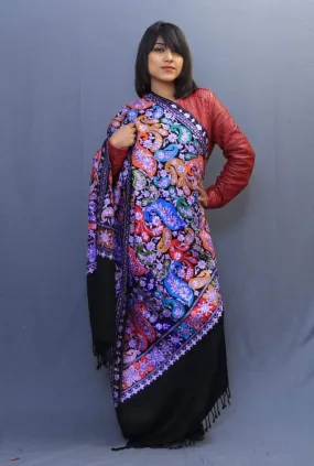 Black Colour Wrap With Richly Designed Aari Jaal And Highly Defined Borders.
