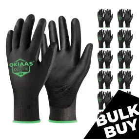[Bulk Buy] 60 Pair Safety Polyurethane Dipped Work Gloves, for Mechanic, Warehouse