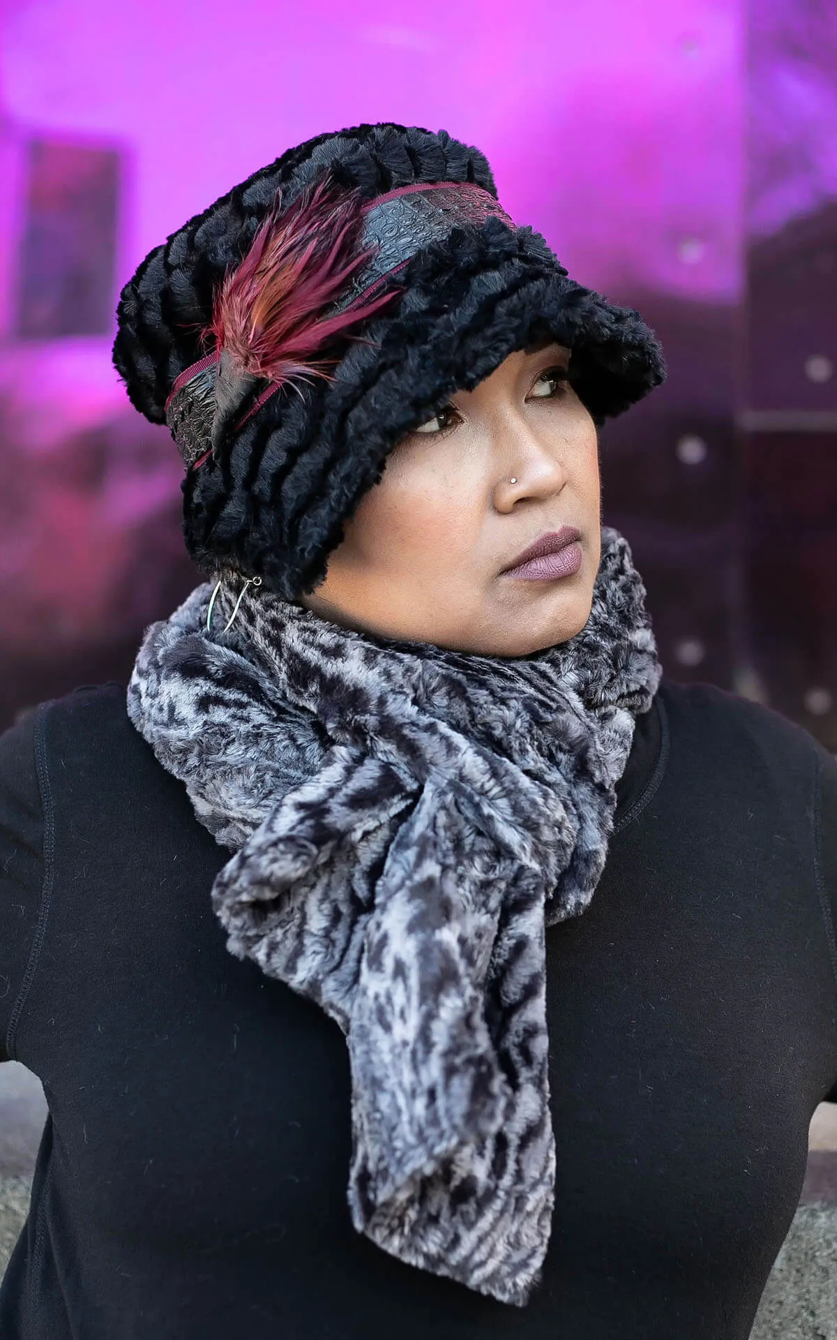 Classic Scarf - Two-Tone, Luxury Faux Fur in 8mm