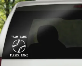 Custom Baseball Softball Fastpitch Car Window Decal