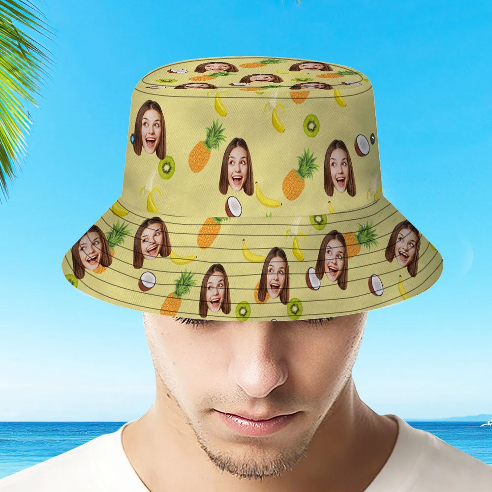 Custom Face Bucket Hat Personalised Fruits Bucket Hat Summer Wide Brim Fisherman Hat Gifts