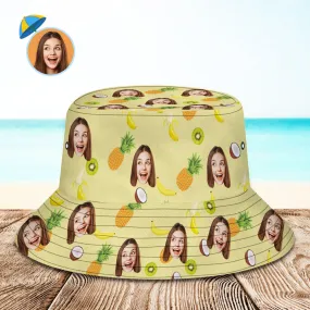 Custom Face Bucket Hat Personalised Fruits Bucket Hat Summer Wide Brim Fisherman Hat Gifts