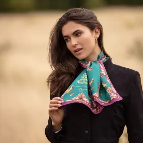 Grouse Misconduct Teal & Aubergine Narrow Silk Scarf