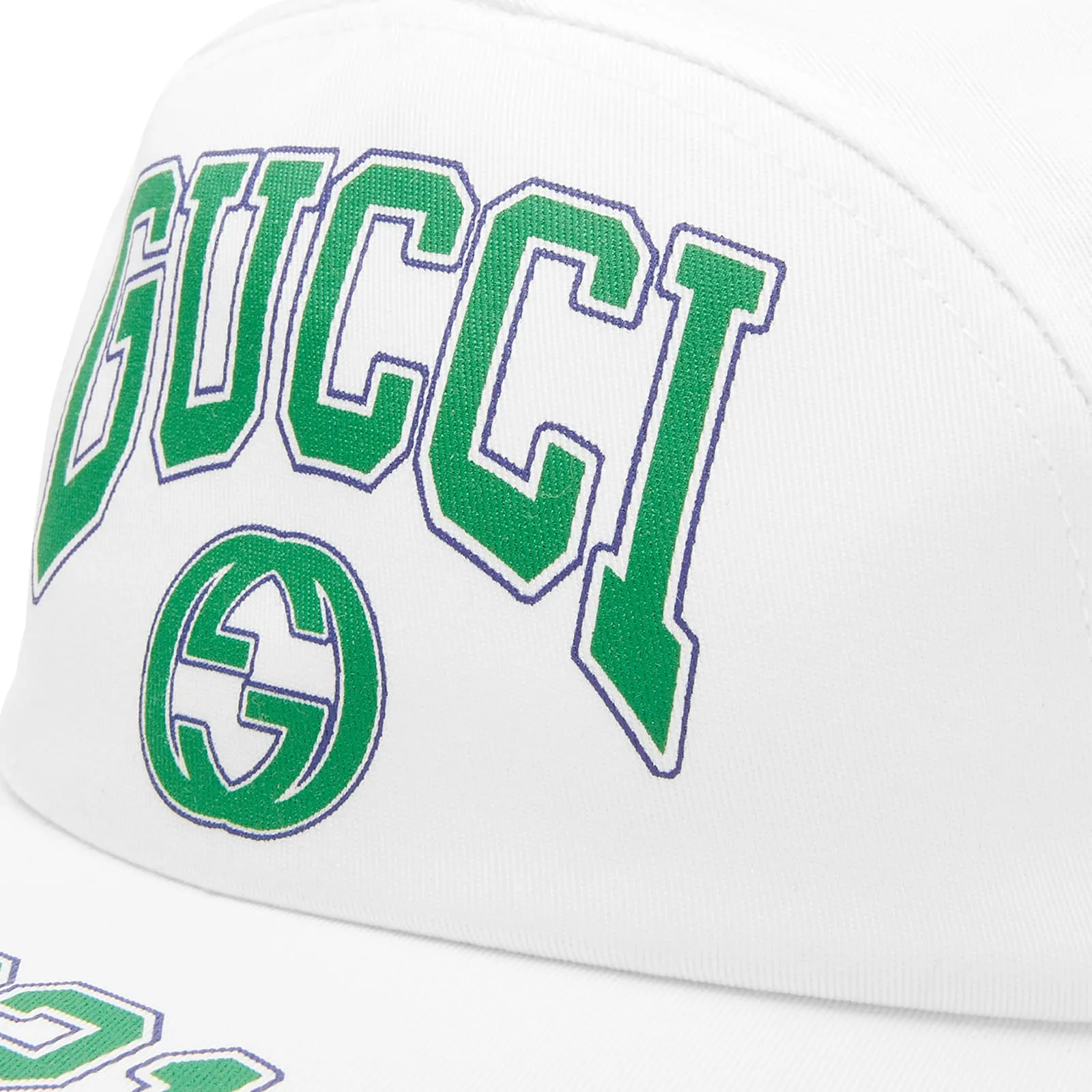 Gucci College Baseball Cap, Ivory & Green