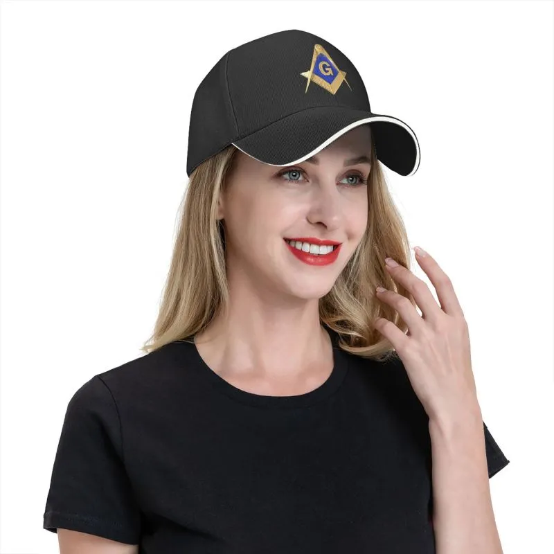 Master Mason Blue Lodge Baseball Cap - Golden Square & Compass G Adjustable Baseball Cap [Multiple Colors]