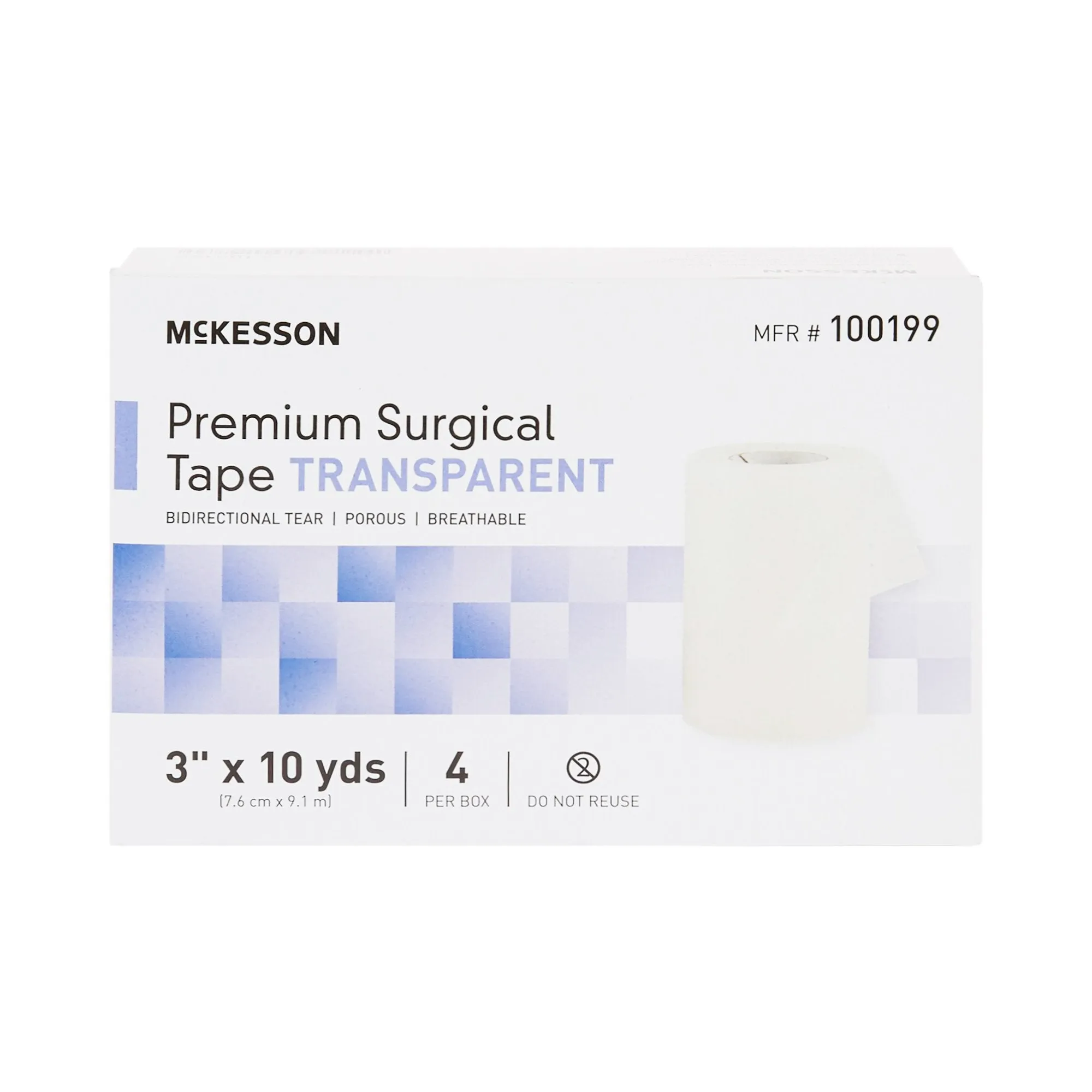 McKesson Plastic Medical Tape, 3 Inch x 10 Yard, Transparent
