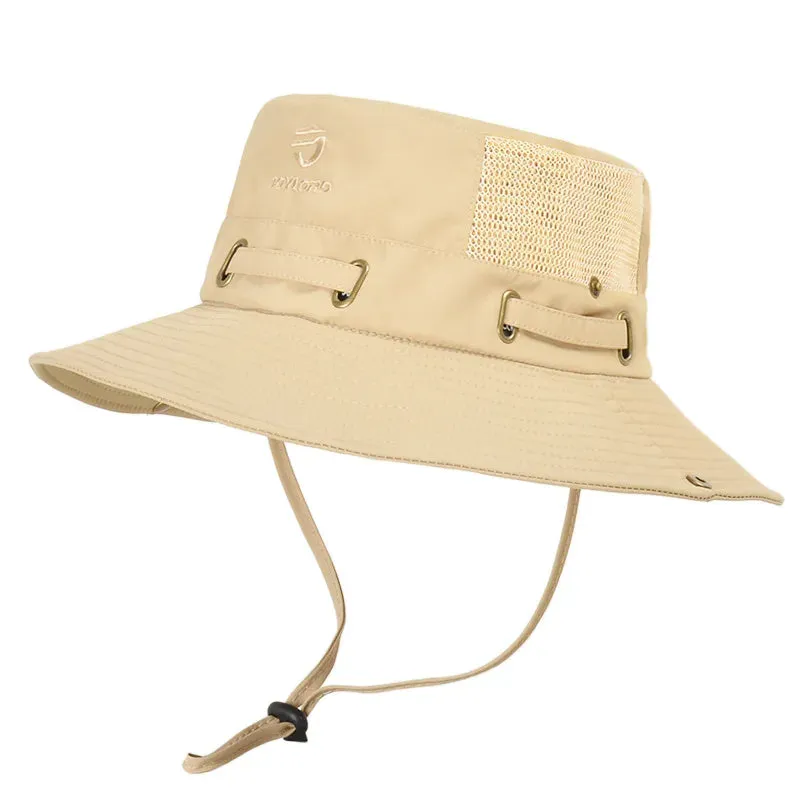 Men's Cap Breathable Mesh Solid Color Bucket Hat for Fishing, Camping & Hiking Anti-UV Sun Hat Wide Brim Fisherman Hat