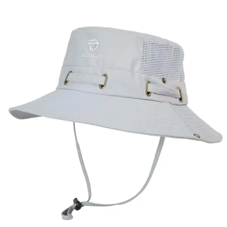 Men's Cap Breathable Mesh Solid Color Bucket Hat for Fishing, Camping & Hiking Anti-UV Sun Hat Wide Brim Fisherman Hat