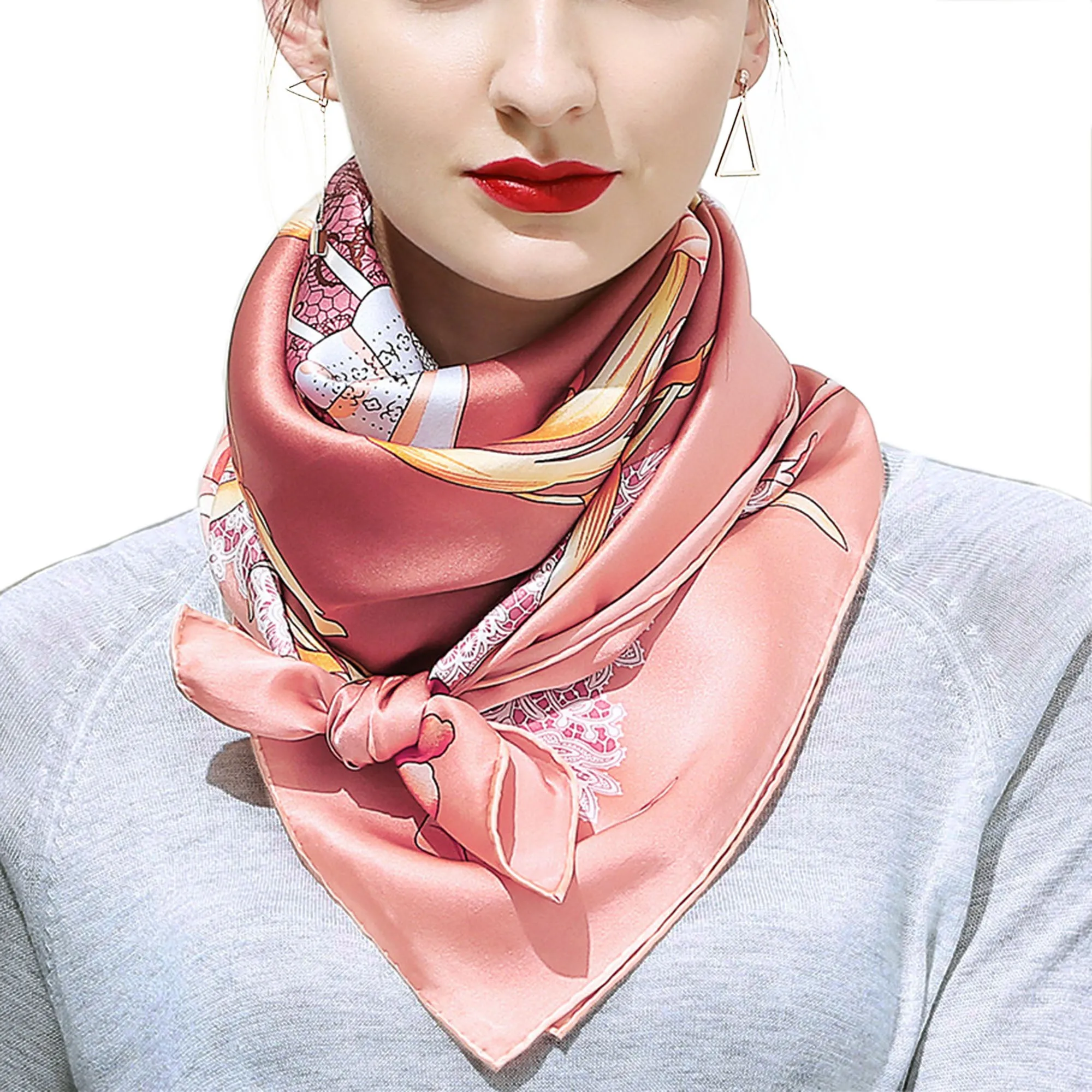Oscar Rossa 35"x35" Large Square Printed 100% Silk Charmeuse Scarf(D Collection)