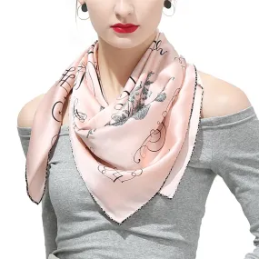 Oscar Rossa 35"x35" Large Square Printed 100% Silk Charmeuse Scarf(D Collection)