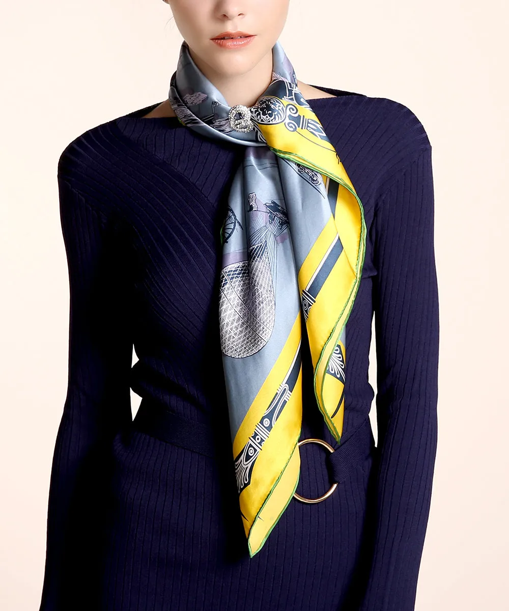Oscar Rossa 35"x35" Large Square Printed 100% Silk Charmeuse Scarf(D Collection)