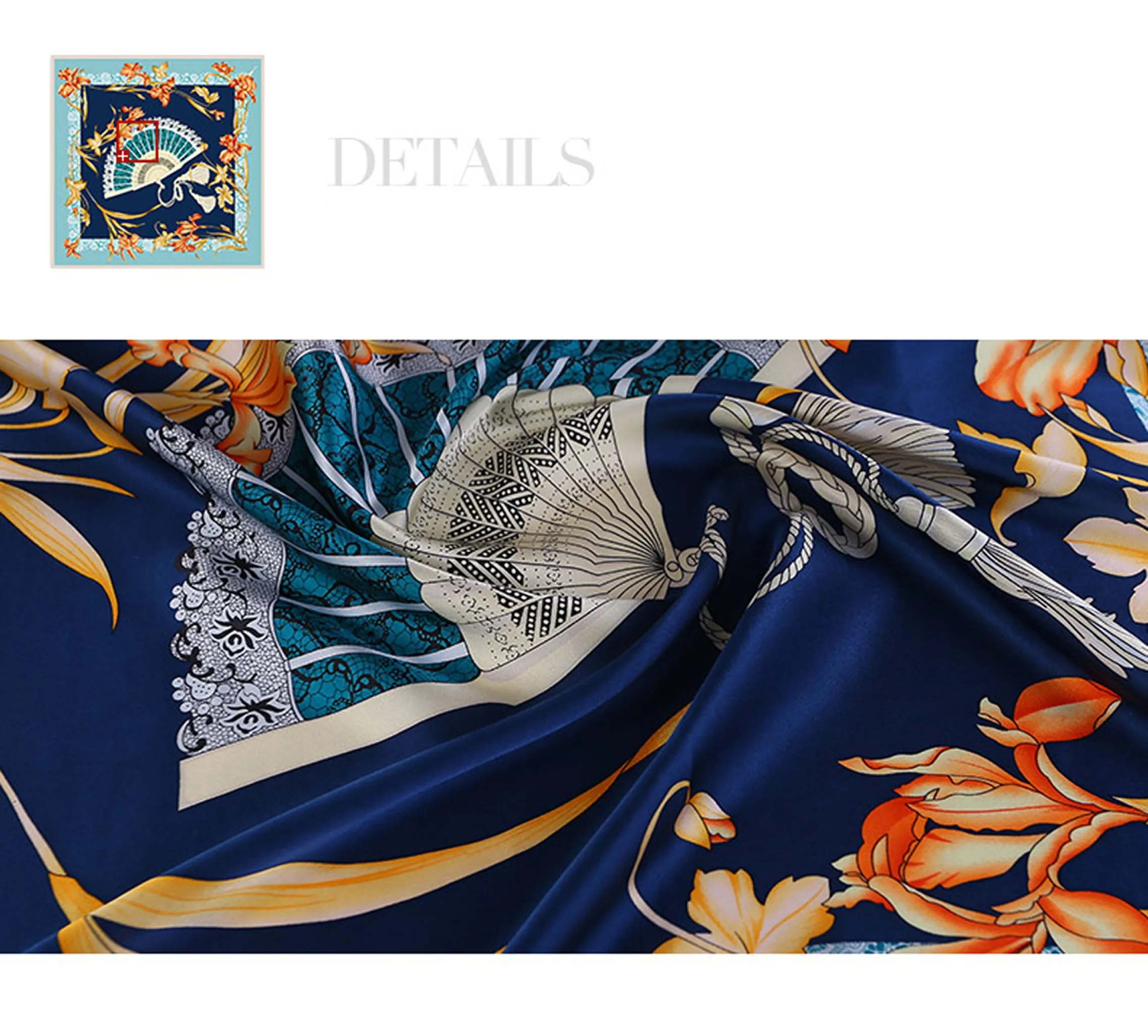 Oscar Rossa 35"x35" Large Square Printed 100% Silk Charmeuse Scarf(D Collection)