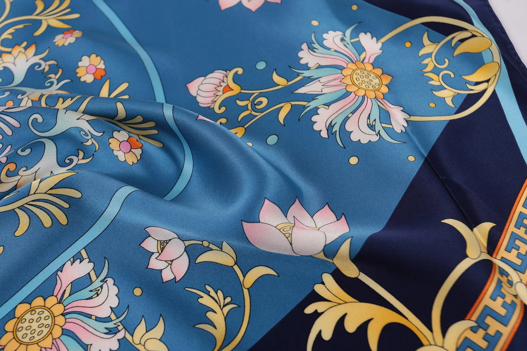 Oscar Rossa 35"x35" Large Square Printed 100% Silk Charmeuse Scarf(D Collection)