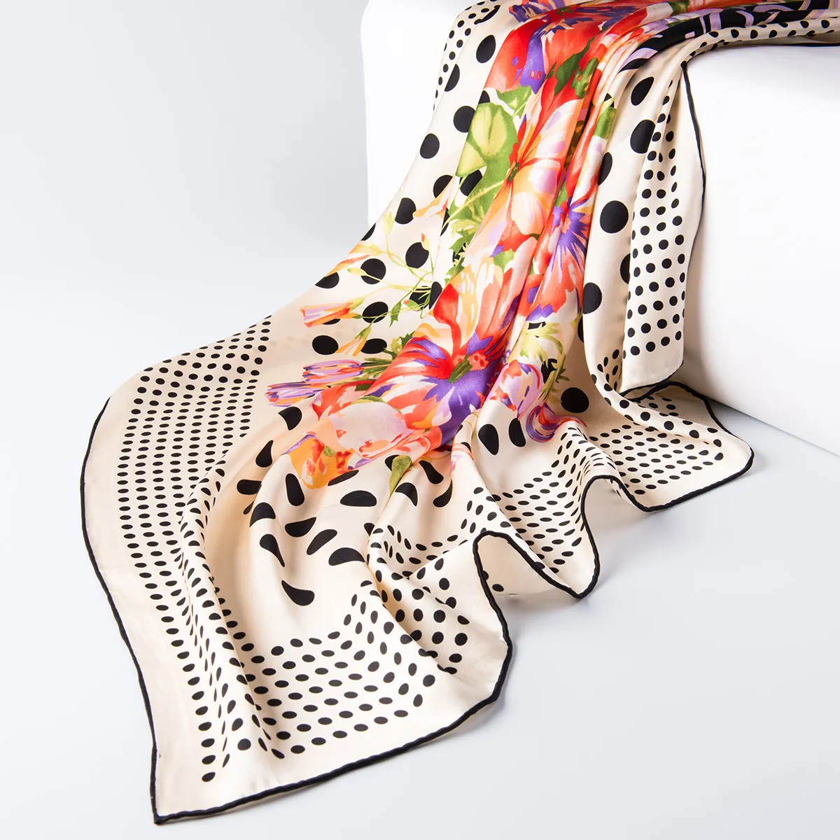 Oscar Rossa 35"x35" Large Square Printed 100% Silk Charmeuse Scarf(D Collection)