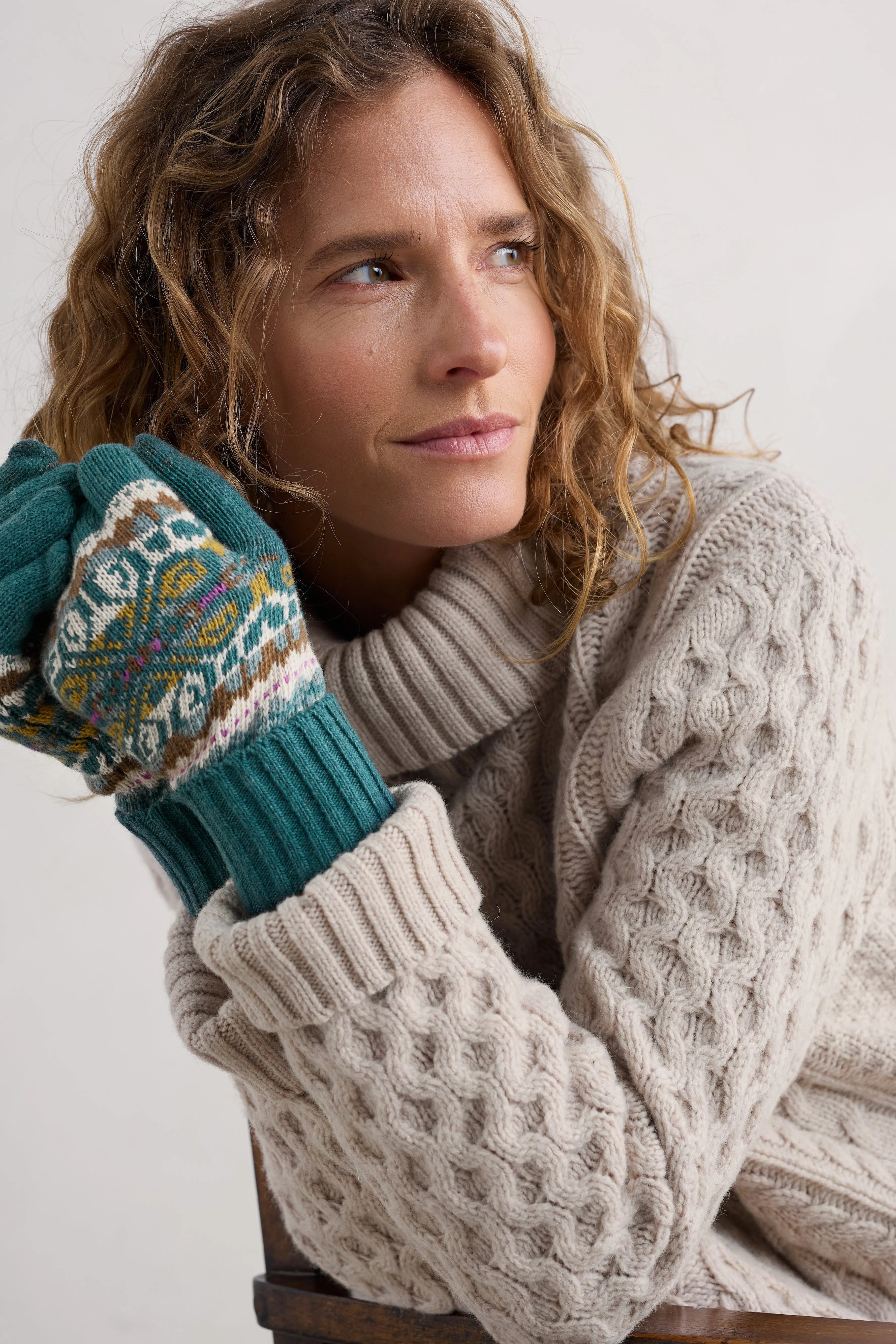 Seasalt Very Clever Gloves in Goldfinch Dusky Jade Multi