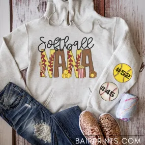 Softball Nana with Personalized Sleeve