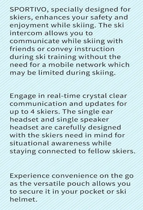 SPORTIVO Snow - Skier without helmet (SP Series) : Ski Intercom for Communication