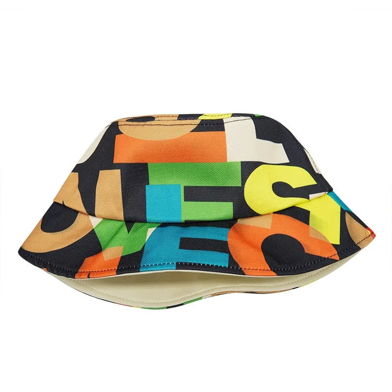 Summer Letter Print Cotton Bucket Hats for Women Men Outdoor Sun Protection Fisherman Cap Hip Hop Lady Fashion Panama Hat