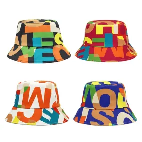 Summer Letter Print Cotton Bucket Hats for Women Men Outdoor Sun Protection Fisherman Cap Hip Hop Lady Fashion Panama Hat