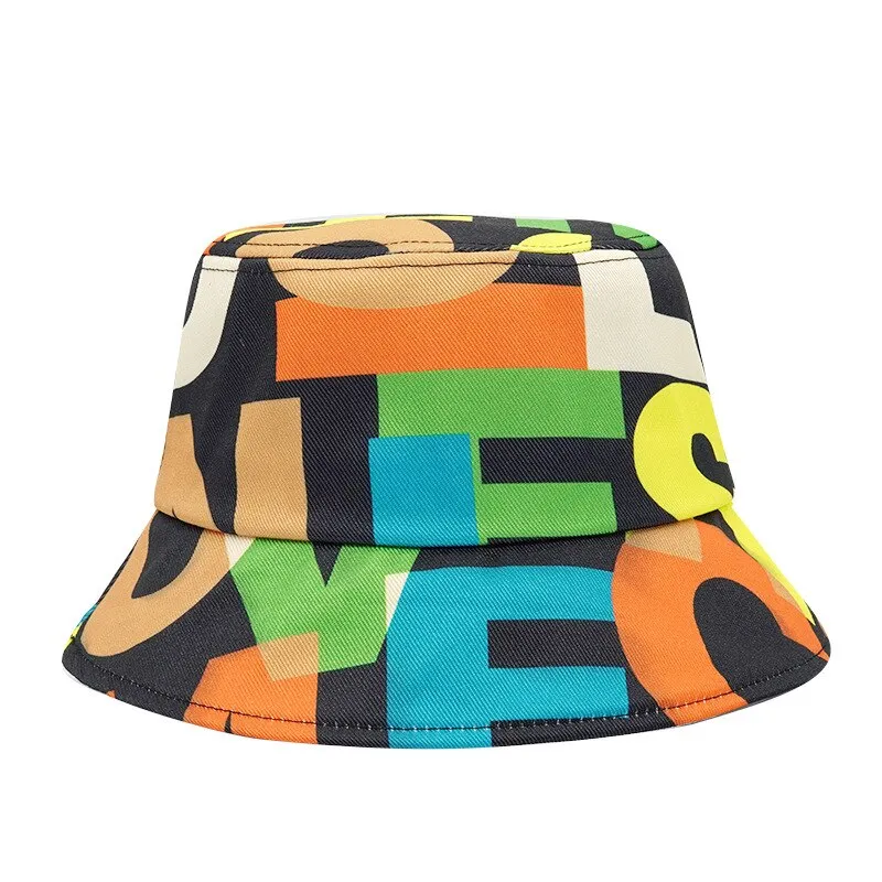 Summer Letter Print Cotton Bucket Hats for Women Men Outdoor Sun Protection Fisherman Cap Hip Hop Lady Fashion Panama Hat