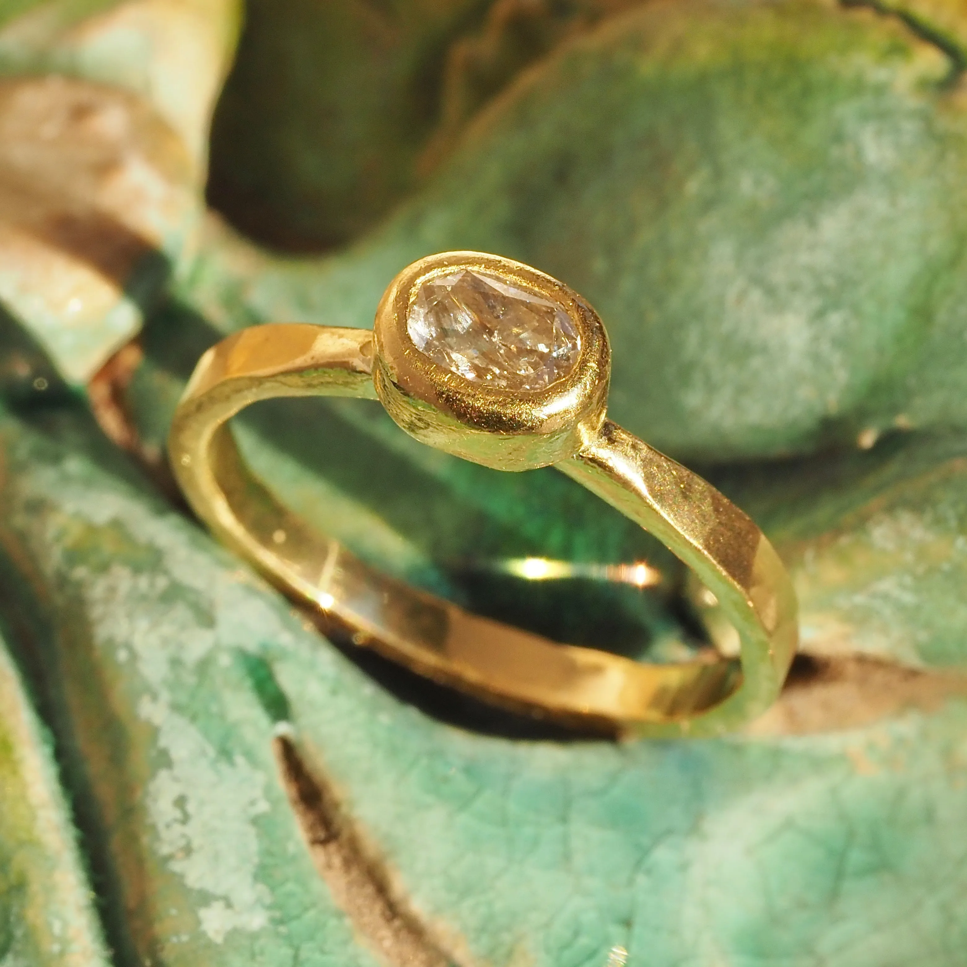 Textural 22k Gold and Grey Diamond Ring