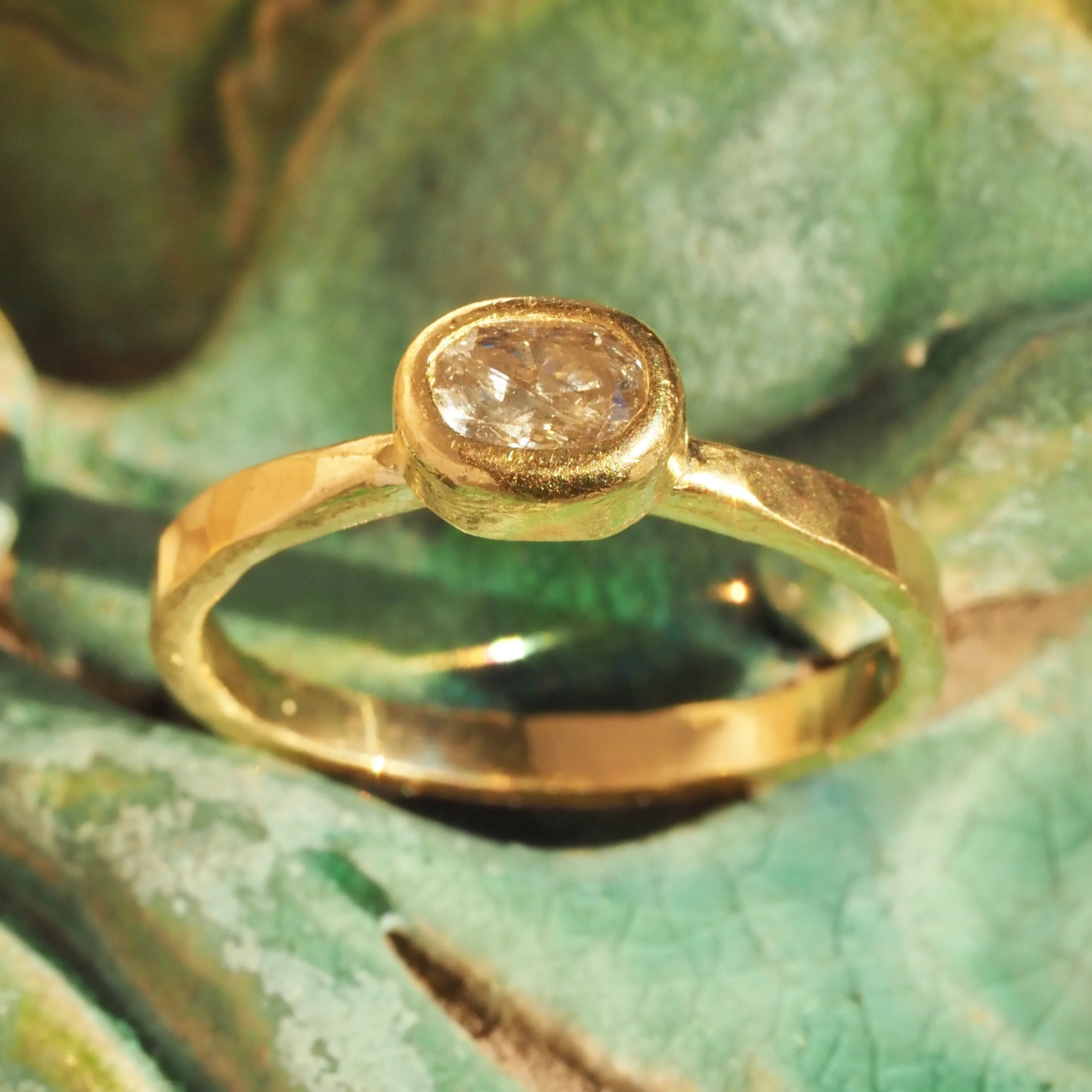 Textural 22k Gold and Grey Diamond Ring
