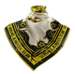 Versace Jeans Couture White/Gold Signature Print Medium Square Scarf