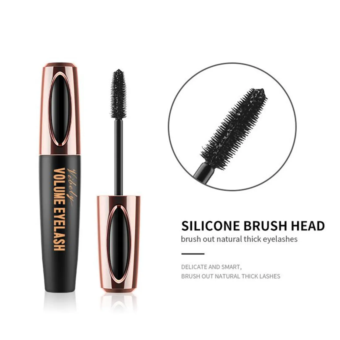 Voluminous Magic Mascara Waterproof Dense Long Curl Silica gel brush head 4D Mascara