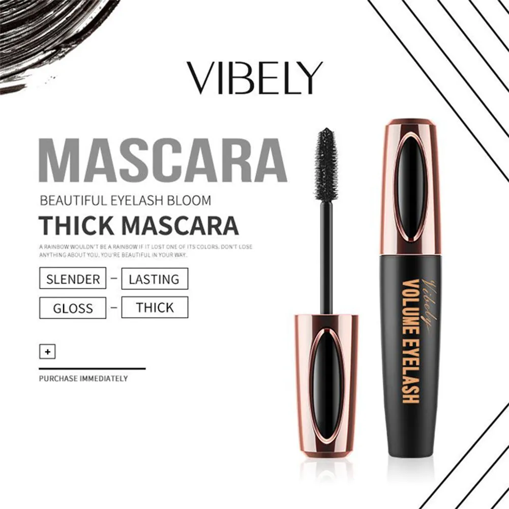 Voluminous Magic Mascara Waterproof Dense Long Curl Silica gel brush head 4D Mascara