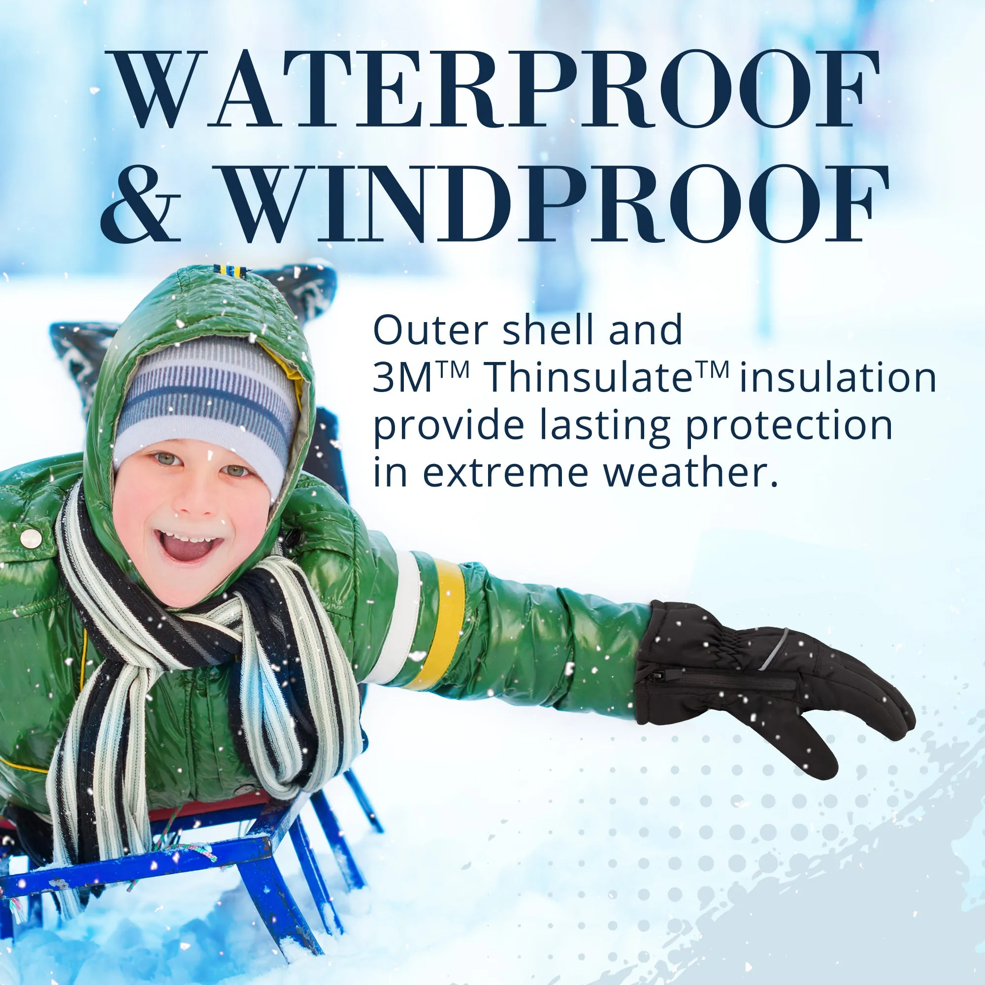 Winter & Ski Glove powered by ZIPGLOVE™ TECHNOLOGY |Black