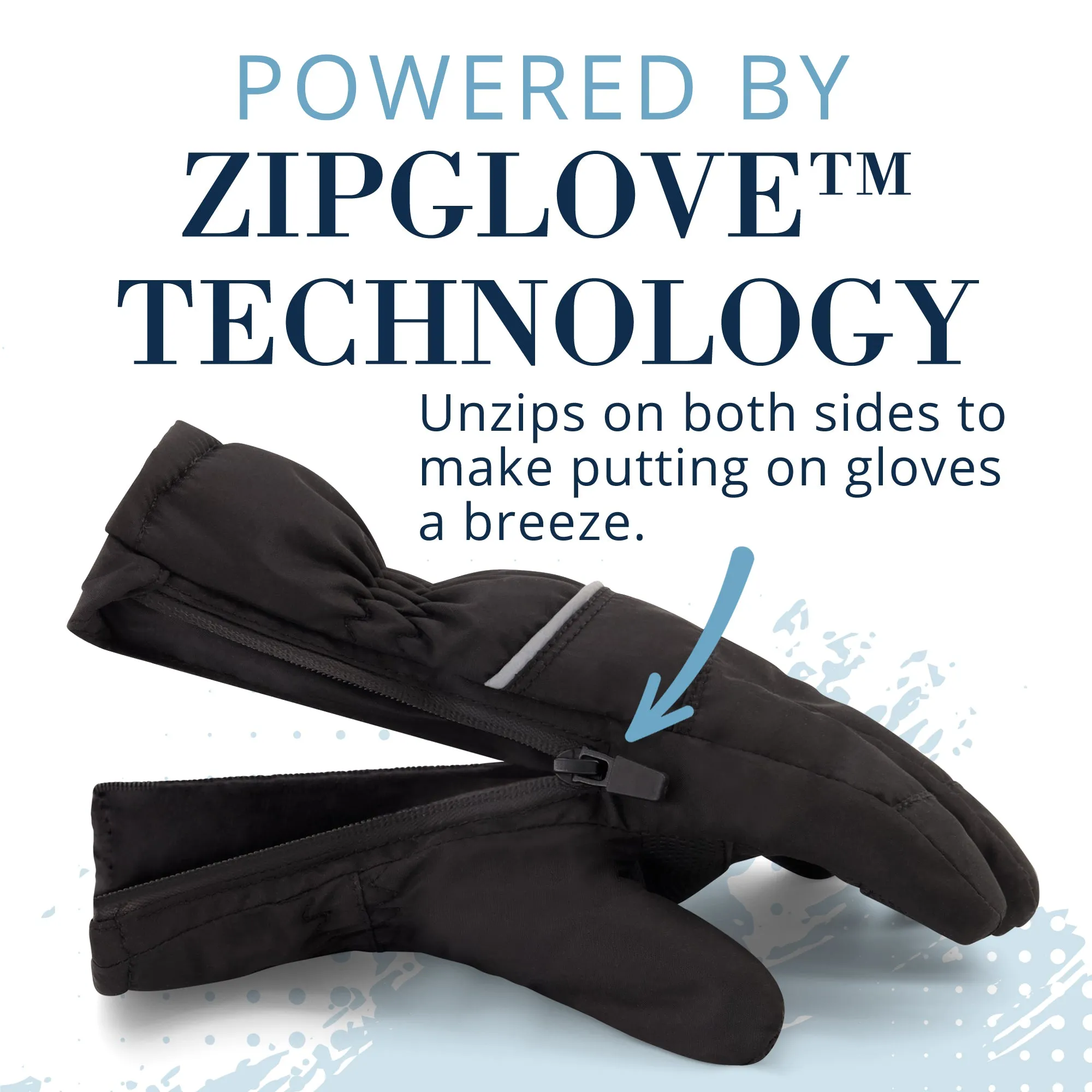 Winter & Ski Glove powered by ZIPGLOVE™ TECHNOLOGY |Black
