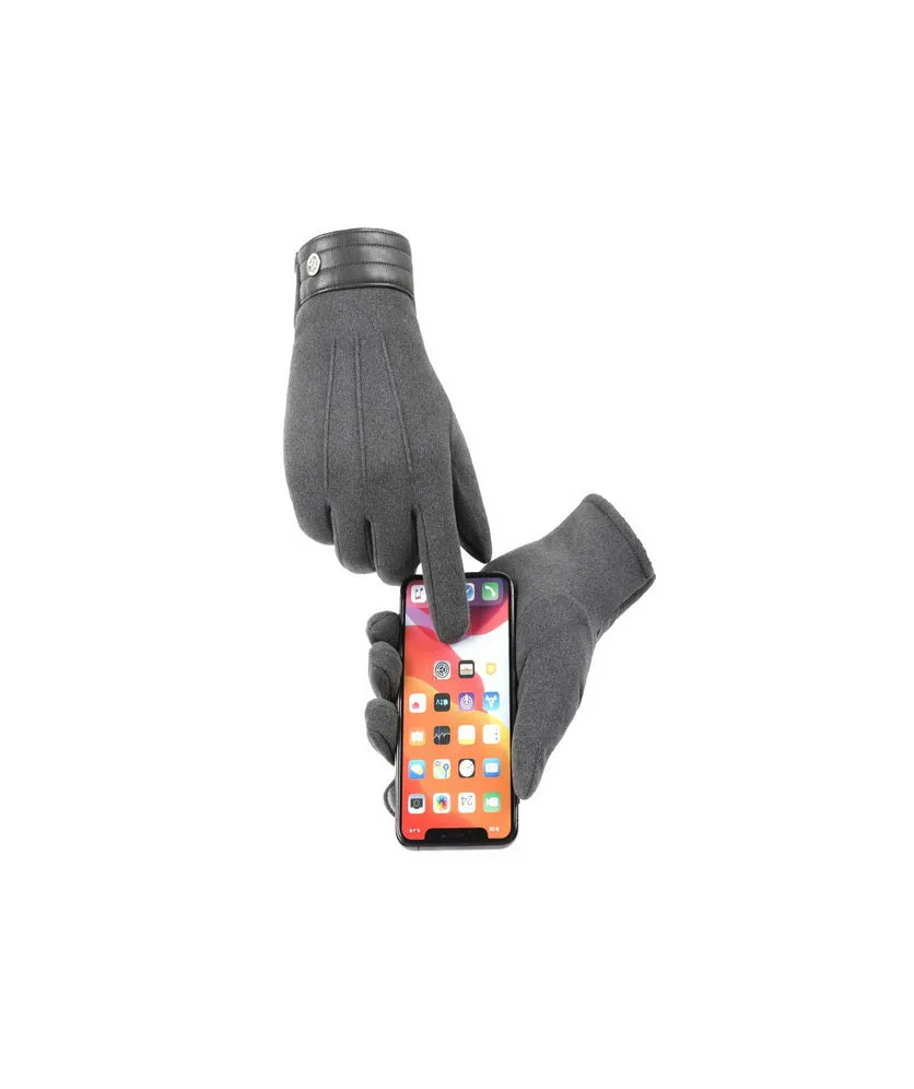 Winter Warm Gloves Women Soft Velvet Glove Leather Cuff Gold Stud